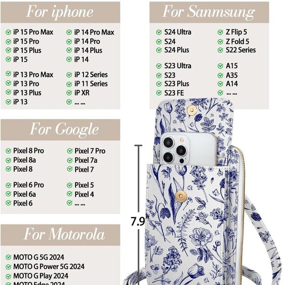 Cute Crossbody Purse Cell Phone Bags for Women - Leather Cellphone Wallet Purse - Picture 3 of 6